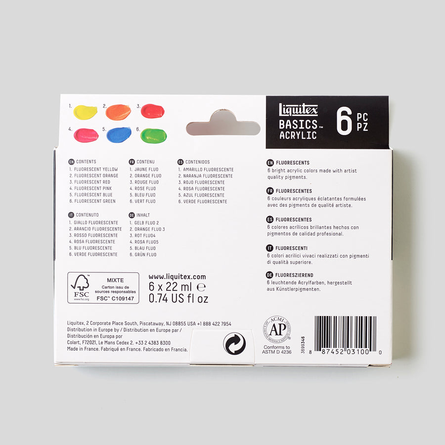 Liquitex Basics Acrylic Set 6x22mL Fluorescent